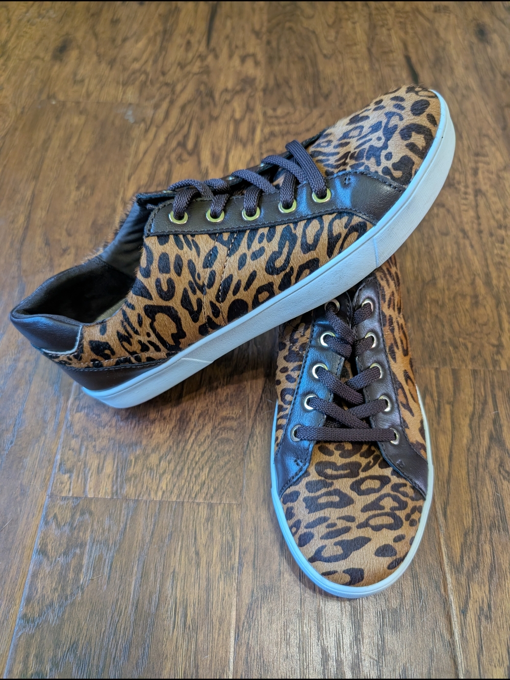 Naturalizer Leopard-Print Low-Top Sneakers in Brown and Black Women's Size 10W